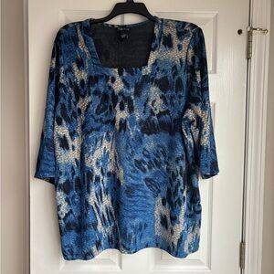 Maggie Barnes Blue and Black Patterned Blouse
